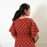 Brick red ajrakh butta cotton kaftan