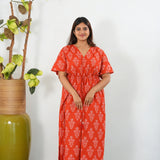 Tangerine floral  cotton kaftan
