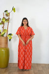Tangerine floral  cotton kaftan