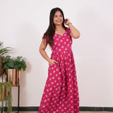 Deep red lillies cotton maxi