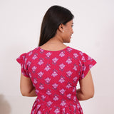 Deep red lillies cotton maxi