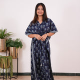 Indigo roses cotton kaftan