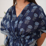 Indigo roses cotton kaftan