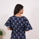Indigo roses cotton kaftan