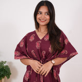Maroon paisley cotton kaftan