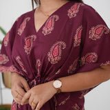 Maroon paisley cotton kaftan