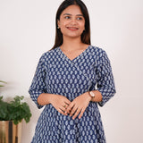 Niraa cotton angrakha kurti - Indigo