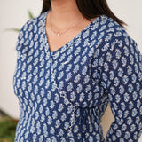 Niraa cotton angrakha kurti - Indigo