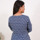 Niraa cotton angrakha kurti - Indigo