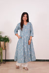 Niraa cotton angrakha kurti- Powder blue