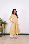 Niraa cotton angrakha kurti-Butter yellow