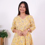 Niraa cotton angrakha kurti-Butter yellow