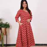 Niraa cotton angrakha kurti- Deep red