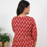Niraa cotton angrakha kurti- Deep red