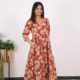 Niraa cotton angrakha kurti- Red