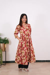 Niraa cotton angrakha kurti- Red