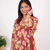 Niraa cotton angrakha kurti- Red