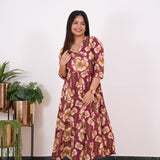 Niraa cotton angrakha kurti-Wine