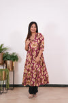 Niraa cotton angrakha kurti-Wine