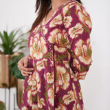 Niraa cotton angrakha kurti-Wine