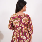 Niraa cotton angrakha kurti-Wine