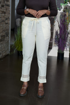 Cotton parallel pants with tie