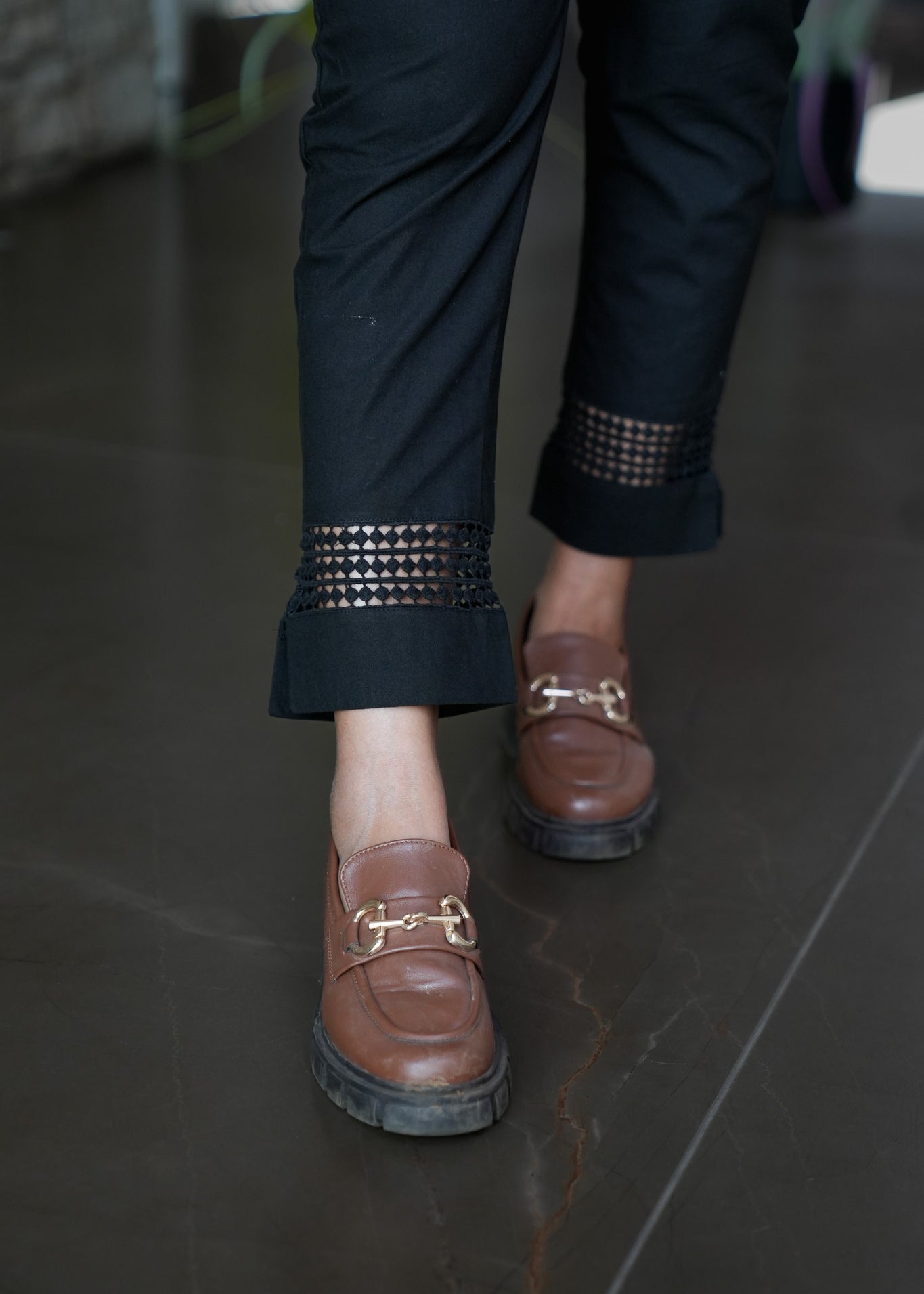 Cotton parallel pants with tie