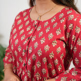 Tomato red peplum button down cotton comfies