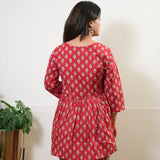 Tomato red peplum button down cotton comfies
