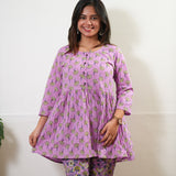 Lilac peplum button down cotton comfies