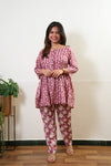 Mauve peplum button down cotton comfies