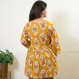 Mustard floral peplum button down cotton comfies