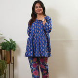 Ink blue butta peplum button down cotton comfies