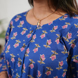 Ink blue butta peplum button down cotton comfies