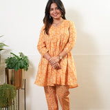 Mustard floral cotton comfies
