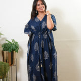 Royal blue maple cotton kaftan