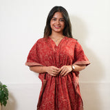 Rust orange roses cotton kaftan