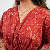 Rust orange roses cotton kaftan