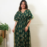 Forest green butta cotton kaftan