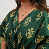 Forest green butta cotton kaftan