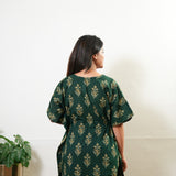 Forest green butta cotton kaftan