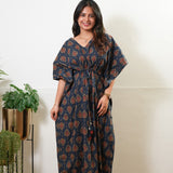 Midnight blue spade cotton kaftan