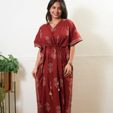 Rust orange lotus cotton kaftan