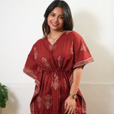 Rust orange lotus cotton kaftan