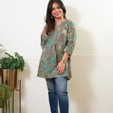 Peplum cotton short kurti -Green paisley