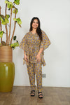 Wildlife cotton kaftan comfies