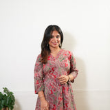 Peplum cotton short kurti -Red paisley