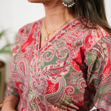 Peplum cotton short kurti -Red paisley