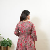 Peplum cotton short kurti -Red paisley
