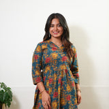 Peplum cotton short kurti -Peacock blue